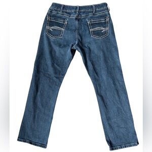 Wrangler jeans decorative stitching straight leg darkest blue glam y2k 34 x 32